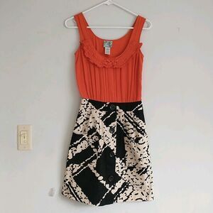 Tabitha Anthropologie Dress 2 Multicolor Silk Pleated Pockets Ruffle*READ